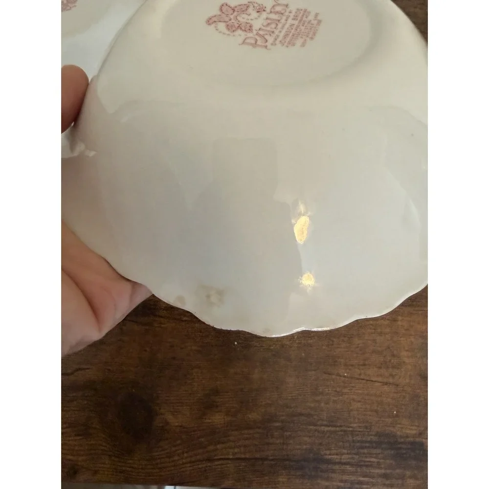 Johnson Brothers Red Paisley Ironstone Square Cereal Bowls Set of 4 England